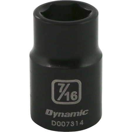 Dynamic 3/8" Drive Standard Socket, Black Phosphate, Tools 3/8" Drive 6 Point SAE, 7/16" Standard Length D007314